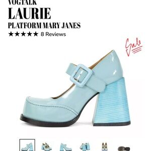 John Fluevog Laurie Light Blue Platform Mary Janes